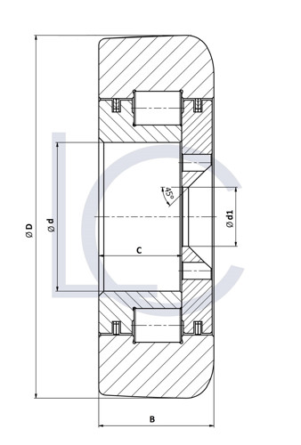 Bild von Stützrolle O&K1208 44x107,5x34 mm