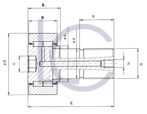 Skizze Stützrolle KAU1922 LC-Wälzlager