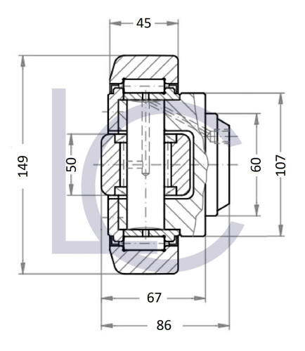 Bild von Gabelträgerrolle JUM60149 60x149x86 mm