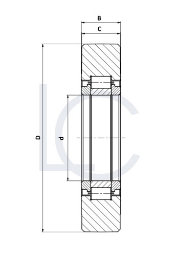Skizze Stützrolle O&K3572 LC-Wälzlager