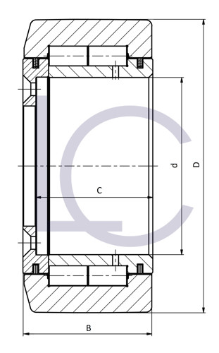 Skizze_Radiallager für Ausschubrolle BUL0700_R 100x164,8x65 mm