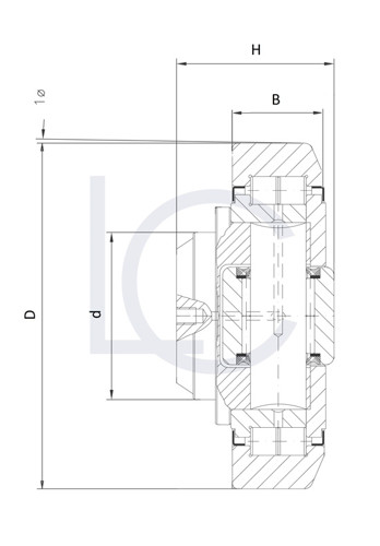 Skizze Kombirolle, Axialrolle fest MR0006.M1 50x102.1x46 mm