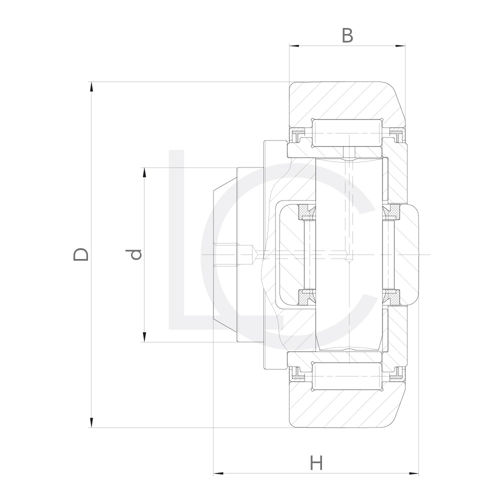 Skizze Kombirolle, Axialrolle fest MR0003 40x77.7x48 mm
