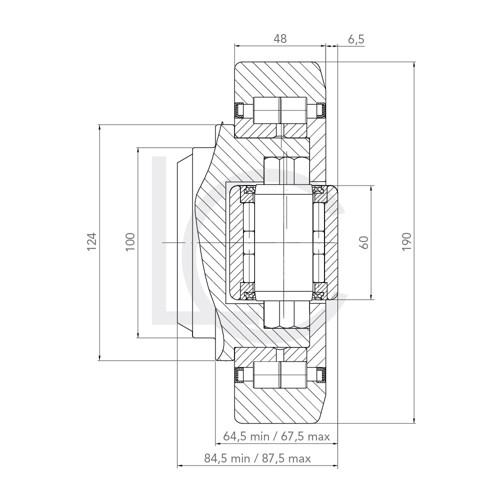 Skizze Kombirolle, JUMBO MR0012.W 100x190x84.5/87.5 mm