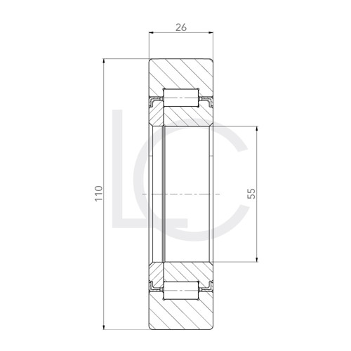 Skizze Hubmastrolle STI S0310 55x110x26 mm