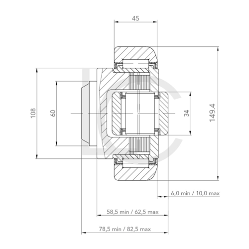 Kombirolle KRES149.4.W 60x149.4x78.5/82.5 mm